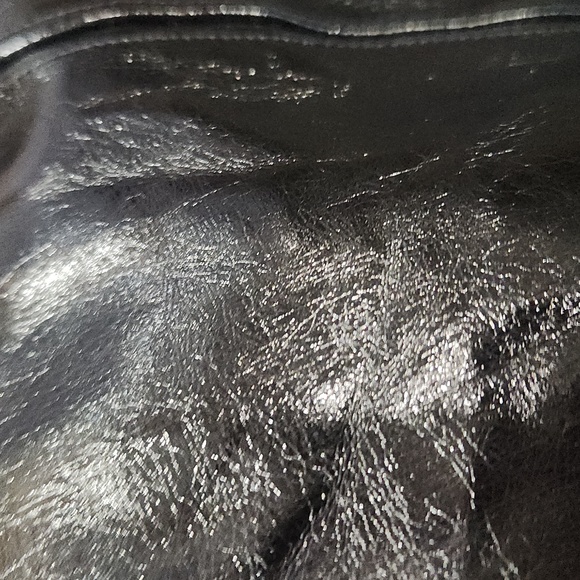 SPANX Black Faux Patent Leather Shiny Liquid Latex Leggings Small - Picture 5 of 6